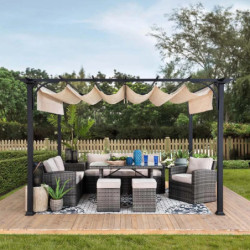 Pergola Giona 277x363cm en acier thermolaqué noir - Sunjoy