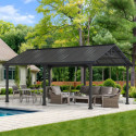 Carport 1 voiture Eiger 367x610cm en acier thermolaqué anthracite - Sunjoy