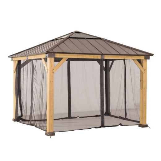 Set de moustiquaires en polyester kaki pour tonnelle 273x273cm - Sunjoy