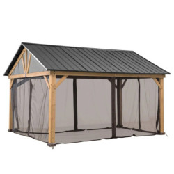 Set de moustiquaires en polyester kaki pour tonnelle 465x404cm - Sunjoy