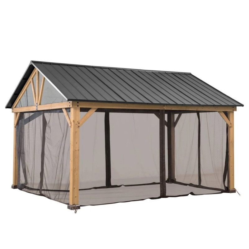 Set de moustiquaires en polyester kaki pour tonnelle 465x404cm - Sunjoy