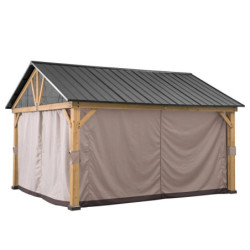 Rideaux en polyester kaki pour tonnelle de jardin 465x404cm - Sunjoy