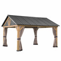 Rideaux en polyester kaki pour tonnelle de jardin 465x404cm - Sunjoy