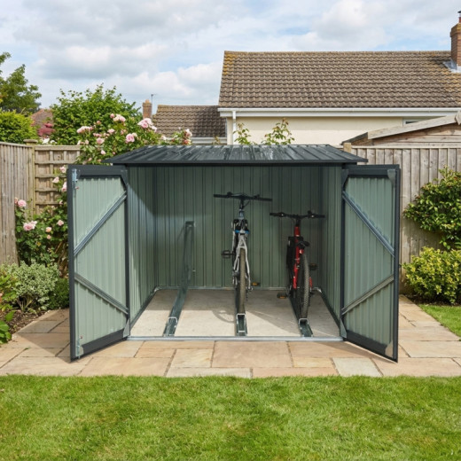 Abri pour 3 vélos en métal anthracite 3,32m² + kit d'ancrage X-METAL