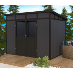 Abri de jardin en bois composite 28mm anthracite 5,95m² WINSTON skylight - Woodlife Garden