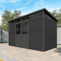 Abri de jardin en bois composite 28mm anthracite 7,71m² WINSTON skylight - Woodlife Garden