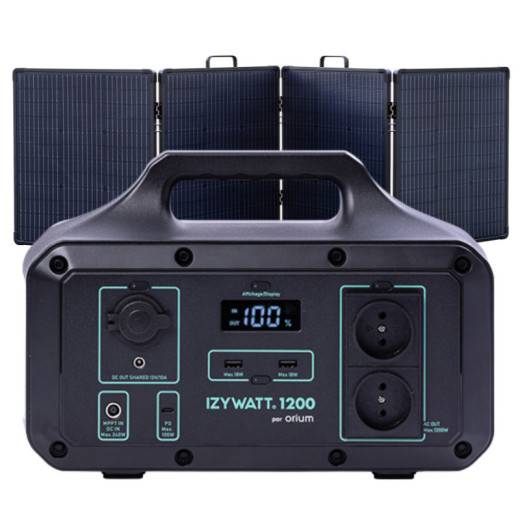 Pack station d'énergie portative Izywatt 1200 + panneau solaire pliant cadré 200W Izywatt - ORIUM