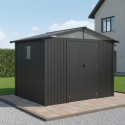 Abri de jardin en acier galvanisé Kosto double pente gris foncé 7,05m² + kit d'ancrage - X-Métal