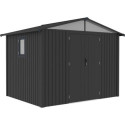 Abri de jardin en acier galvanisé Kosto double pente gris foncé 7,05m² + kit d'ancrage - X-Métal