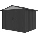 Abri de jardin en acier galvanisé Kosto double pente gris foncé 7,05m² + kit d'ancrage - X-Métal