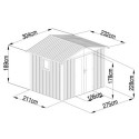 Abri de jardin en acier galvanisé Kosto double pente gris foncé 7,05m² + kit d'ancrage - X-Métal