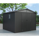 Abri de jardin en acier galvanisé Kosto double pente gris foncé 7,56m² + kit d'ancrage - X-Métal