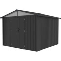 Abri de jardin en acier galvanisé Kosto double pente gris foncé 7,56m² + kit d'ancrage - X-Métal