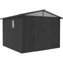 Abri de jardin en acier galvanisé Kosto double pente gris foncé 7,56m² + kit d'ancrage - X-Métal