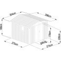 Abri de jardin en acier galvanisé Kosto double pente gris foncé 7,56m² + kit d'ancrage - X-Métal