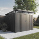 Abri de jardin en acier galvanisé Kosto monopente gris foncé 5,71m² + kit d'ancrage - X-Métal