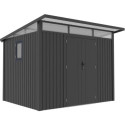 Abri de jardin en acier galvanisé Kosto monopente gris foncé 5,71m² + kit d'ancrage - X-Métal