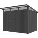 Abri de jardin en acier galvanisé Kosto monopente gris foncé 5,71m² + kit d'ancrage - X-Métal