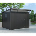Abri de jardin en acier galvanisé Kosto monopente gris foncé 5,71m² + kit d'ancrage - X-Métal