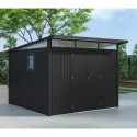 Abri de jardin en acier galvanisé Kosto monopente gris foncé 7,56m² + kit d'ancrage - X-Métal