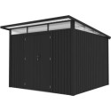 Abri de jardin en acier galvanisé Kosto monopente gris foncé 7,56m² + kit d'ancrage - X-Métal