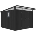Abri de jardin en acier galvanisé Kosto monopente gris foncé 7,56m² + kit d'ancrage - X-Métal