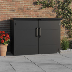 Abri 2 poubelles en acier galvanisé Kosto monopente gris foncé + kit d'ancrage - X-Métal