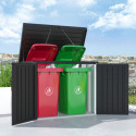 Abri 2 poubelles en acier galvanisé Kosto monopente gris foncé + kit d'ancrage - X-Métal