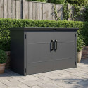 Abri 3 poubelles en acier galvanisé Kosto monopente gris foncé + kit d'ancrage - X-Métal