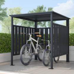 Abri multi-fonctions BBQ ou vélos en acier galvanisé Kosto monopente gris foncé - X-Métal