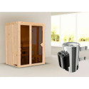Sauna traditionnel d'intérieur Irava 1 - 1 à 2 places - 68mm - poêle 3,6KW ctrl intégré KARIBU