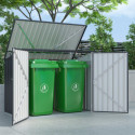 Coffre de rangement multifonctions 2300L - 2 poubelles en acier galvanisé - X-METAL