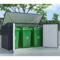 Coffre de rangement multifonctions 3150L - 3 poubelles en acier galvanisé - X-METAL