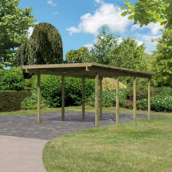Carport en bois autoclave 15,44m² et toit plat en PVC Eco 2 – KARIBU