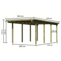 Carport en bois autoclave 15,44m² et toit plat en PVC Eco 2 – KARIBU