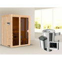 Sauna traditionnel d'intérieur Irava 1 - 1 à 2 places - 68mm - poêle 3,6KW ctrl intégré KARIBU