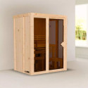 Sauna traditionnel d'intérieur Irava 1 - 1 à 2 places - 68mm - poêle 3,6KW ctrl intégré KARIBU