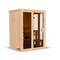 Sauna traditionnel d'intérieur Irava 1 - 1 à 2 places - 68mm - poêle 3,6KW ctrl intégré KARIBU