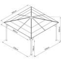 Pergola 360x360cm en alu anthracite et polycarbonate X-METAL