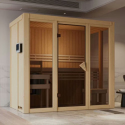 Sauna traditionnel d'intérieur Irava 2 - 3 places - poêle 3,6KW ctrl intégré - 68mm - KARIBU