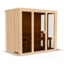 Sauna traditionnel d'intérieur Irava 3 - 3 places - porte vitrée - 68mm - KARIBU
