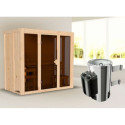 Sauna traditionnel d'intérieur Irava 3 - 3 places - porte vitrée - 68mm - KARIBU
