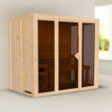 Sauna traditionnel d'intérieur Irava 3 - 3 places - porte vitrée - 68mm - KARIBU