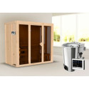 Sauna traditionnel d'intérieur Irava 3 - 3 places - porte vitrée - 68mm - KARIBU