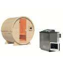 Sauna Tonneau 1 - 2 à 4 places bois massif 38 mm - poêle 9KW ctrl easy bio KARIBU