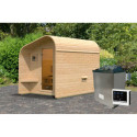 Sauna Tonneau asymétrique 2 à parois droites avec vestibule - 4 places bois massif 38mm KARIBU