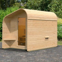 Sauna Tonneau asymétrique 2 à parois droites avec vestibule - 4 places bois massif 38mm KARIBU