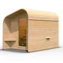 Sauna Tonneau asymétrique 2 à parois droites avec vestibule - 4 places bois massif 38mm KARIBU