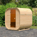 Sauna d'extérieur Tonneau Quadro 1 - 2 à 4 places - 38mm - poêle 9KW ctrl intégré - KARIBU