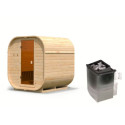 Sauna d'extérieur Tonneau Quadro 1 - 2 à 4 places - 38mm - poêle 9KW ctrl intégré - KARIBU